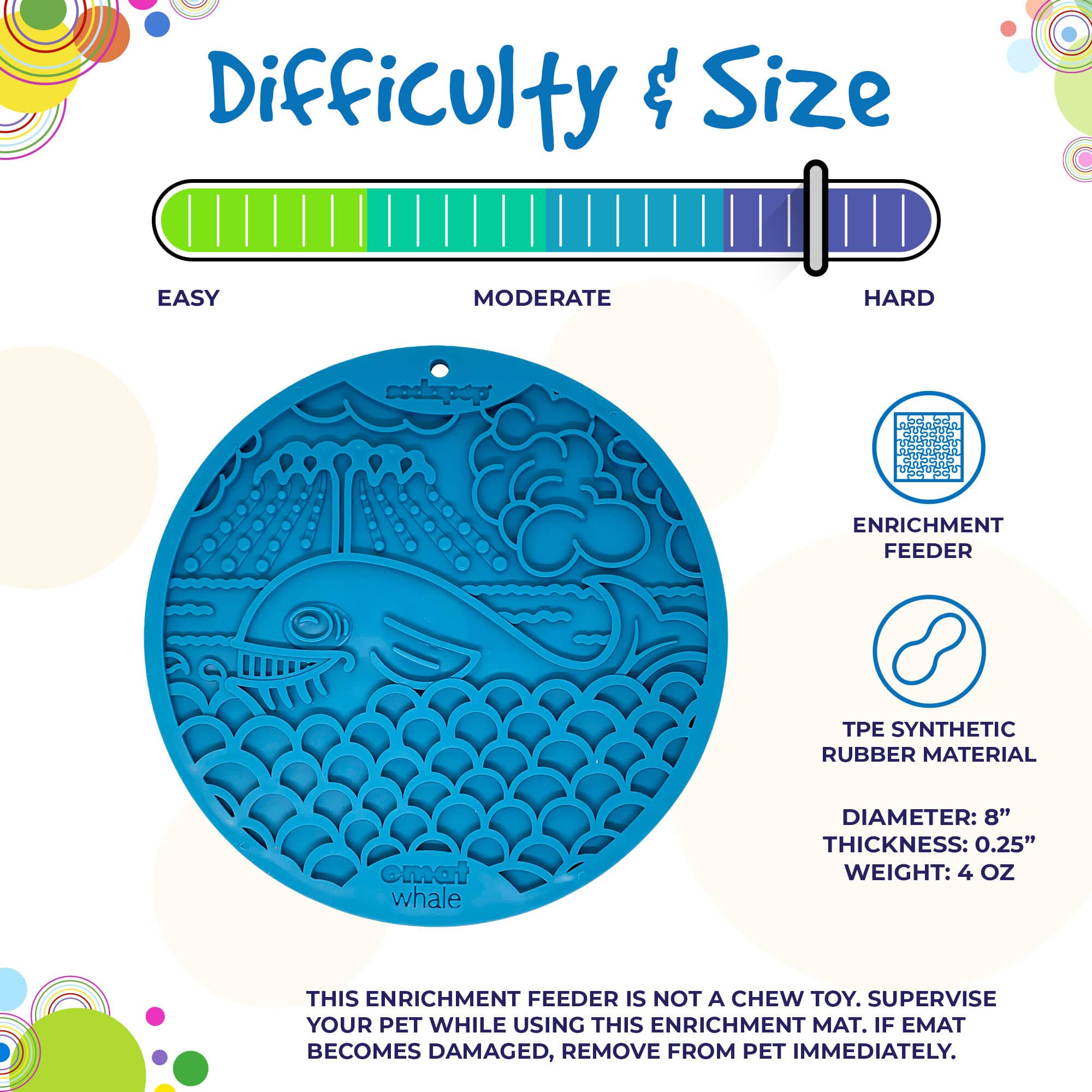 Whale eMat - Enrichment Lick Mat for Dogs and Cats - with Suction Cups | Whale Design | USA Made