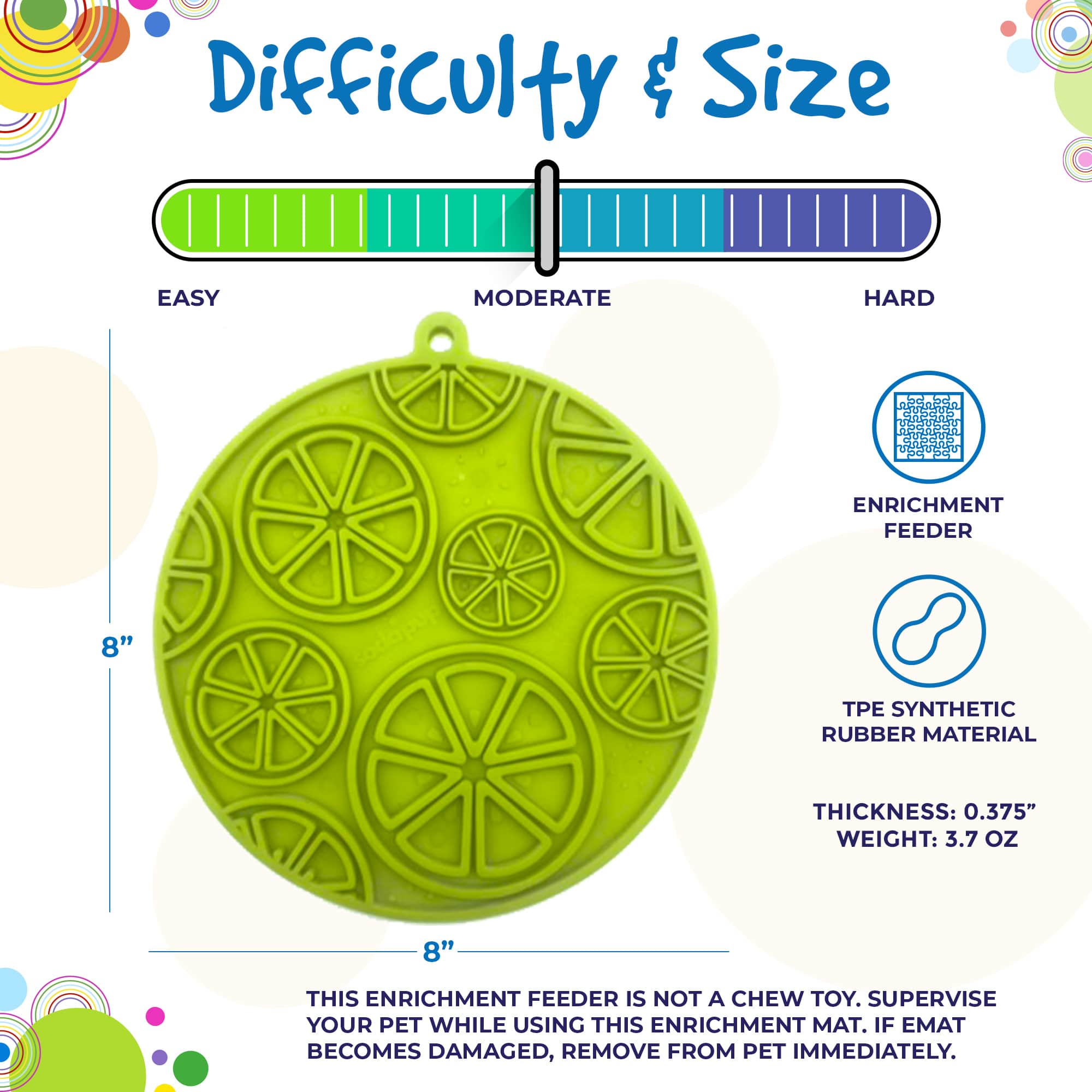 Citrus Design eMat - Enrichment Lick Mat For Dogs and Cats - with Suction Cups | USA Made