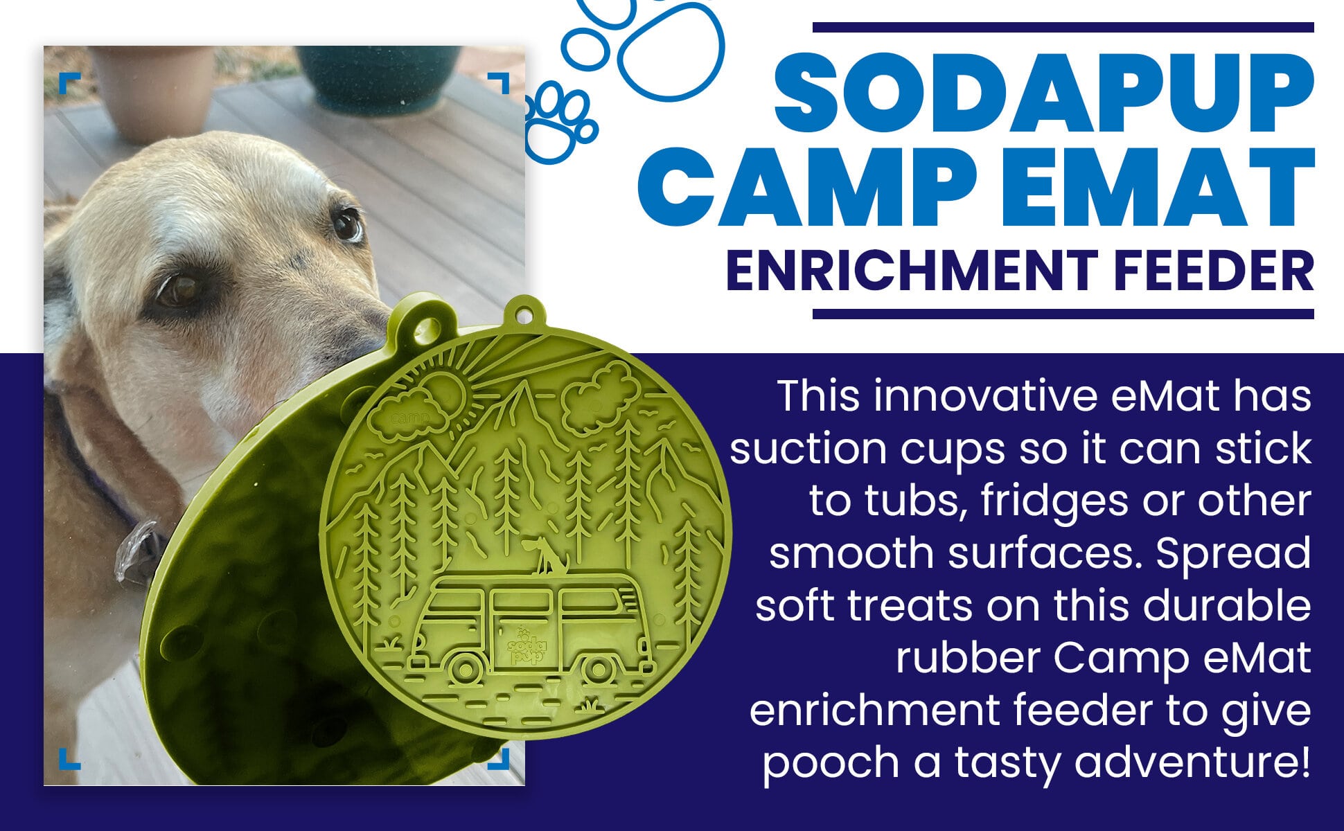 Camp eMat - Enrichment Lick Mat For Dogs and Cats - with Suction Cups | Retro Van Design | USA Made