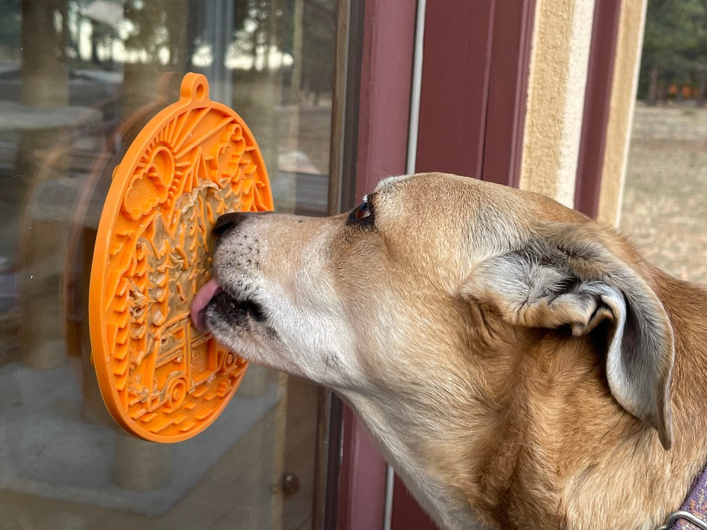 Camp eMat - Enrichment Lick Mat For Dogs and Cats - with Suction Cups | Retro Van Design | USA Made